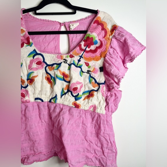 Anthropologie Plenty by Tracy Reese Embroidered Babydoll Blouse - Picture 8 of 12